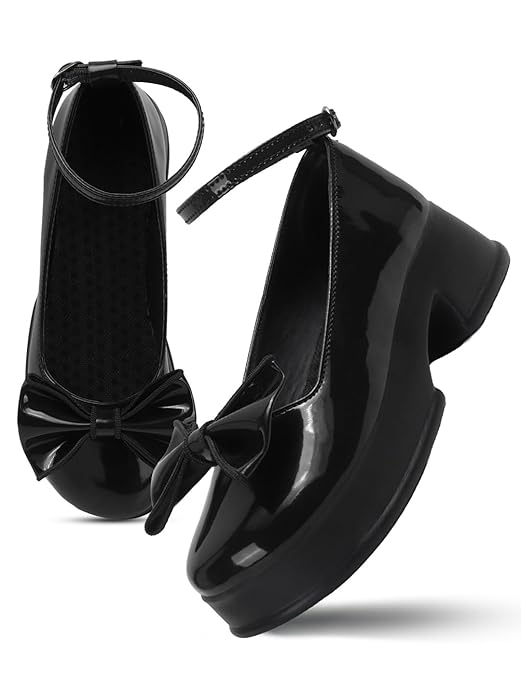 Bow Stylish & Comfortable Mary Jane Block Heels Women's And Girl's